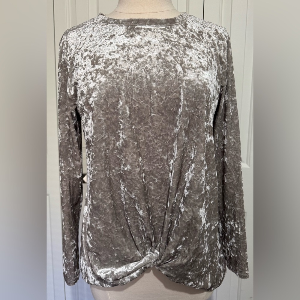 2 for $20 Another Love Crushed Velvet Long Sleeve Top Stretchy Silver SZ M EUC